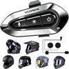 VCOROS Casco Moto Auricolare,VR2 Casco Moto Bluetooth Auricolare per Singola, IPX6 Impermeabile,Modalità luce RGB,5.3 Cuffie Bluetooth per Moto,Auricolari Moto per Vivavoce AI Voice Control,Controllo Musica