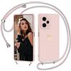 IBETEK Cover per Xiaomi Redmi Note 13 Pro+ Plus 5G con Cordino, Custodia con Laccio Collana Regolabile Morbida TPU Silicone Case con Motivo Cuore AntiGraffio Antiurto Protettiva Cover, Rosa