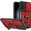 ESTH® Cover per Realme C51 4G con Custodia per Fotocamera Scorrevole e Supporto ad Anello [Custodia Paraurti Compatibile con Supporto Magnetico per Auto], Rosso