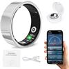 GHIBFBT Anello intelligente per uomo e donna, con controllo Bluetooth, controllo della pressione, della frequenza cardiaca, del sonno e del sangue, Fitness Tracker per iOS e Android (argento, #11)
