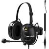 Retevis EHK016 Walkie Talkie Cuffia, ANC Cancellazione del Rumore con Microfono, Cinghia Regolabile per Testa Doppia Regolazione del Volume PTT, Compatibile con Baofeng UV5R RT24 RT27(1 Pz)