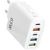 Wowsofty 65W Caricatore USB C 5 porte, caricatore rapido multi rete con tecnologia PD 20W e QC 3.1A, adattatore compatibile con iPhone 16/15/14/13/12/11 Pro Max, iPad, Samsung, tablet, auricolari