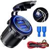 LEIBOCHAO QC3.0 - Presa USB doppia, caricatore mobile per auto, ricarica rapida, 12 V/24 V, 36 W, uscita USB con LED Halo, interruttore, pulsante on/off, impermeabile, caricatore accendisigari per auto