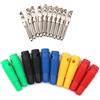 ChiliTec 10 pezzi isolanti spina a banana in rame, nichelato 4 mm, per cavo altoparlante, cavo di alimentazione, colore: rosso, nero, giallo, verde, blu (2 pezzi per colore)