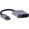 REY Adattatore Audio USB 3.1 C femmina/jack da 3,5 femmina a USB 3.1 C maschio, Argento