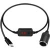 RIIEYOCA PD USB C Maschio a Cavo Convertitore Spina Accendisigari, Adattatore Femmina Accendisigari Tipo C da 5V a 20V con Pulsante Tensione Regolabile per Dash Cam, GPS (0,3m / 1ft)