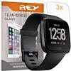 REY Pack 3X Pellicola salvaschermo per Fitbit Versa, Pellicole salvaschermo Vetro Temperato 9H+, di qualità Premium
