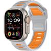Songsier Cinturino Sport Compatibile con Cinturino Apple Watch Ultra 2/Ultra 49mm 46mm 45 mm 44mm, Cinturini Silicone Smartwatch per iWatch Serie Ultra 2/Ultra 10 9 8 7 6 5 SE 4 (grigio arancione)