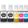 Spaceink Inchiostro 104 Multipack compatibile per Epson 104 Inchiostro ET-2820 ET-4800 ET-2870 ET-2810 ET-2862 ET-2826 ET-2856 ET-4810 ET-2811 ET-2812 ET-2814 815 E; T-2821 ET-2710 ET-2711 - Stampante (2nero