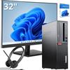 Lenovo Postazione ufficio completa Pc Desktop Intel Core i7 Fino a 4.70 Ghz | Ram 16GB | SSD 2000 GB | Monitor 32 FullHD con audio incluso Wifi Win 11 Cuffie Essential Stereo