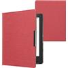 kwmobile Custodia Compatibile con Kobo Aura H2O Edition 1 - Cover Jeans Denim con Chiusura Magnetica - eReader Flip Case Rosso