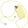 Emlivi Custodia per iPhone 13 Mini, con cordoncino da appendere, morbida tracolla in silicone, TPU con nastro, catena per iPhone 13 Mini, giallo