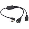 OpenII - Cavo splitter USB ad angolo sinistro, 90 gradi, USB 2.0 A maschio a doppia femmina, per sincronizzazione dati (supporta tutti i dispositivi) (sinistra)