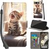 PHINIENLAND Cover per Google Pixel 7 Pro Case PU Pelle Custodia [Kickstand] [Chiusura magnetica] [Slot per Schede], Portafoglio Flip Custodia per Pixel 7 Pro,Gatto
