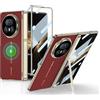 COQUE Custodia per Honor Magic V5, Cover Pieghevole Magnetica con Membrana Integrata Phantom e Supporto, Custodia in Pelle Ultra Sottile per Honor Magic V5-Rosso