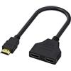 Wvxilyr Adattatore HDMI Splitter 1 In 2 Out 1080P,Cavo HDMI DMI Splitter 1 a 2 vie Maschio a Doppia Presa Cavo da 2 Femmina,per HDTV HD LED Monitor LCD e Proiettori,Gaming e Presentazioni Professionali