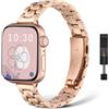 NicMool Donna Cinturino per Apple Watch 42mm 44mm 45mm 46mm 49mm, Cinturino Sottile in Metallo per Apple Ultra 3/Ultra 2/Ultra, iWatch Series 11/10/9/8/7/6/5/4/3/2/1/SE 2/SE 2/SE - Oro Rosa