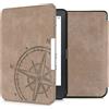 kwmobile Custodia compatibile con Kobo Clara HD - Cover in Simil Pelle Scamosciata - Flip Case Magnetica marrone per eReader