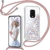 TUUT Cover per Xiaomi Redmi Note 9S / Note 9 PRO/Note 9 PRO Max con Cordino, Glitter Bling Liquido Custodia TPU Silicone Protettivo Morbido Quicksand Cellulare Cover con Cordoncino Case -Oro Rosa