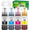 FANSHENG 103 Inchiostro Compatibile con Epson 103 Flaconi di Inchiostro per L1110 L1210 L1250 L3100 L3101 L3110 L3111 L3116 L3150 L3151 L3156 L3160 (4 Pack, Nero/Ciano/Magenta/Giallo)