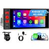 Inefala 4+64G Android 15 Autoradio 1 Din Wireless CarPlay con Schermo 6 Pollici Stereo Auto Bluetooth con Android Auto CarPlay Mirror Link FM/RDS GPS USB Tipo-C WiFi Telecamera Posteriore