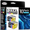 Jagute 10 Pack LC123XL Cartucce d'inchiostro Compatibile con Brother LC123XL LC123