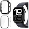KUSINHOKA Cover per Apple Watch Series 11/10 46mm, [2 Pezzi] Custodia Protezione con Vetro Temperato, Schermo Protettiva Ultra Sottile HD Clear PC Rigida Cover per iWatch 11/10, Nero + Trasparente