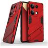 ESTH® Custodia per Xiaomi Redmi Note 13 Pro 4G/Poco M6 Pro 4G con Supporto [Compatibile con Supporto Magnetico per Auto] Cover Paraurti PC + TPU, Rosso