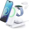 iVANKY 3 in 1 Stazione di ricarica wireless Station pieghevole per MagSafe Charger caricatore magnetico Stazione di Ricarica Rapida per iPhone, Apple iWatch Ultra/SE (Con adattatore 33W)