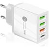 kiorziesk Caricatore USB C 36W PD & QC3.0 Rapido Muro Caricabatterie Spina Alimentatore Type C Multiplo Alimentatore Presa Carica 4 Porto Adattatore per IPhone Samsung Huawei Xiaomi HTC LG Motorola Honor Etc