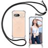 ISOI - Cover con Cordino compatibile con Google Pixel 8, Regolabile Collana Tracolla Laccio Collo, Trasparente Custodia in Silicone TPU Morbido con Paraurti Airbag Antiurto - Nero
