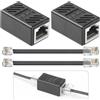 Toaluea 2 Pezzi Accoppiatore Rj45 Cat6 con 2 Cavo Patch Rj45-Rj11, Connettore Ethernet Femmina a Femmina, Connettori di Rete Completamente Schermato, Accoppiamento in Linea Presa Doppia Modulare