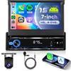 VECHTEL 4G+64G Android 15 Autoradio 1 Din con Carplay Android Auto senza Fili, 7'' HD Schermo Pieghevole Manuale Tattile Stereo Auto Supporto Bluetooth FM RDS GPS Wi-Fi Mirror Link USB Telecamera