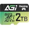 AGI TF138 2TB Scheda Micro SD con Adattatore, e microSDXC, A2, U3, V30, velocità di lettura fino a 170 MB/s per Drone/DashCam/Fotocamera/Telefono/Switch/PC/Tablet