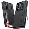 SIXBOX Custodia per Samsung Galaxy Z Fold 6 con scomparto per carte di credito e supporto e copertura della fotocamera, pellicola protettiva e protezione per cerniere, robusta custodia protettiva