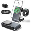 CloudValley 3 in 1 caricatore wireless per apple, Qi 2.2 25 W Ricarica rapida, compatibile con MagSafe, Robusto e durevole, Dissipazione attiva del calore, Portatile