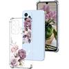 DiaryTown Cover per Samsung Galaxy A33 5G Aesthetic Motivo Bello Trasparente Ultra Sottile Morbida Custodia in Silicone + TPU Antiurto Bumper Protettiva Case per Donne Ragazze - Peonia Viola