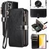 Asuwish Custodia per Xiaomi 12 Lite 5G, con nastro, pellicola protettiva per carte di credito, pieghevole, in pelle, con supporto Mi 12Lite, colore nero