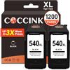 COCCINK 540 XL Cartucce d'inchiostro Sostituzione Compatibile con TS5150 MG3650 MX535 MG3650S TS5100 MG2100 MX395 MX475 TS5151 MG4250 MG2150 MG3200 MX375 MX455 MX525 MG3500 2 Nero per Canon PG-540XL