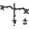 ELIVED Braccio per doppio monitor per schermi da 13-32 pollici VESA 75/100 mm fino a 8 kg, braccio ergonomico per monitor PC regolabile in altezza, supporto per monitor a rotazione inclinabile EV002