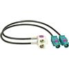 tomzz Audio 1557-002 Doppio adattatore per antenna Fakra 2 x Fakra (M) maschio a doppio Fakra (F) femmina compatibile con Audi VW MFD2 RNS2 RNS510