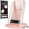 Xylota Cover con Cordino per Google Pixel 7a（5G 6,1, Trasparente Custodia con Laccio Tracolla Corda Collana Catena, Ultra Sottile Silicone TPU + PC Antiurto AntiGraffio Protettiva Case, Oro Rosa