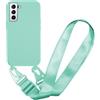 MBSLFY Cover Cordino per Samsung Galaxy S21 Plus Custodia con tracolla, Regolabile Cellulare con Collana TPU Corda Silicone con Practical Stylish Custodia telefono - Menta verde