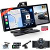 TECXERLLON 10,26 '' Wireless Carplay & Android Auto, Apple Car Play Screen per auto Tablet con 4K anteriore e fotocamera posteriore 1080P, Android Auto Touchscreen, 64G con navigazione GPS, Airplay
