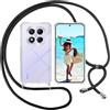 Sewutoyu Custodia Collana per Cellulare Compatibile con Xiaomi Redmi Note 14 Pro 5G - Cover Silicone TPU Protettiva Trasparente - Custodia indossabile per Collo - Case a Tracolla con Cordina, Nero