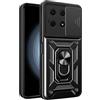 RonRun Cover per Honor X8a, Copertura Scorrevole Custodia Protettiva per Fotocamera con Supporto Integrato, Protezione Antishock Pesante Cover case, Nero