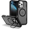 IMEIKONST Cover Magnetica per iPhone 16 Pro con Supporto Obiettivo in Metallo, TPU + PC 3-in-1 Militare Grado Protezione Antiurto Armor Matte Traslucida Custodia per iPhone 16 Pro. Nero HYF