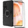 ESTH® Custodia per Honor 50 con 2 Pezzi Pellicola Protettiva, 360° Rotante Staffa [Compatibile con Supporto Magnetico per Auto], Cover Paraurti PC+TPU, Nero