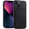 Verco Custodia per iPhone 15 Plus, in silicone, con scomparto per carte di credito, sottile, per iPhone 15 Plus, colore nero
