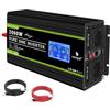 NOVOPAL 2000W Onda Sinusoidale Pura Power Inverter DC 24V in AC 220V con Display LCD Intelligente,2 EU Presa con Uscita USB,5 Metri di Telecomandoper per Camion Camping Macchina da Caffè